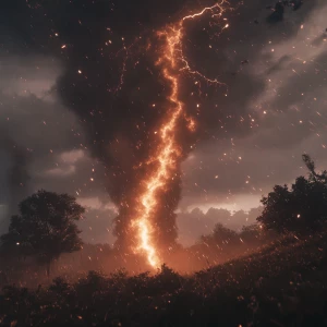 Terrible thunderstorm with lightning and rain and a tornado, int...