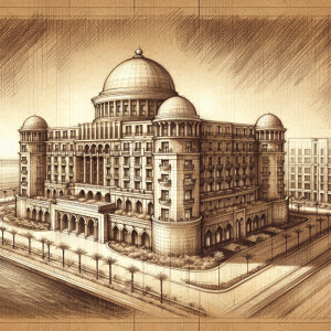 طراحی نمای کلاسیک فاخر برای هتل چهار طبقه در چابهار کشور ایران ن...