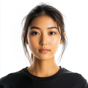 Create an image of a 21-year-old cute Japanese woman with a clea...