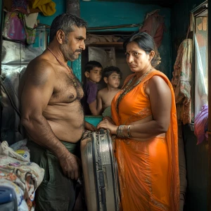 art style hd 1:1 ,a 54-year-old Gujarati mother who works as a h...