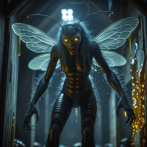 "In the shadows of a dimly lit, abandoned apiary, an unsettling...