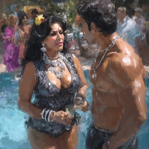 realism,digital painting  . a punjabi  villain  curvy mother in...