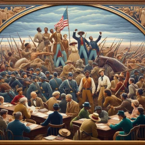 Give me an image where the Union conquer the confederacy , And t...