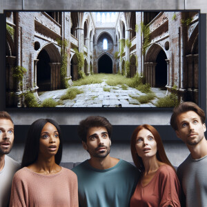 2 guys and 2 girls look at the screen in surprise. Which depicts...