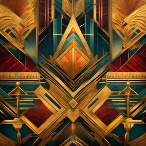 Design a sophisticated Art Deco border with intricate golden geo...