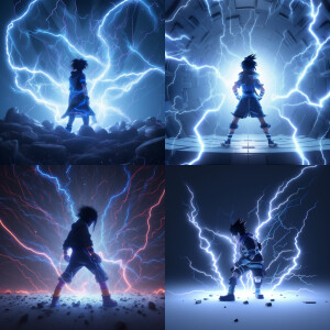 A Pixar 3D rendering illustrating Sasuke performing the Chidori...