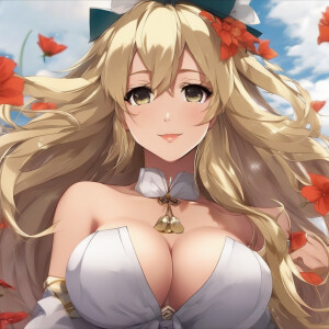 Topless blonde with massive gigantic boobs