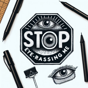 Design a stop sign with an eye and the words 'Stop eye-rassing m...