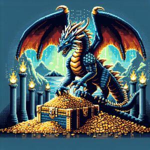 A dragon guarding a treasure hoard (8k, RAW photo, best quality,...