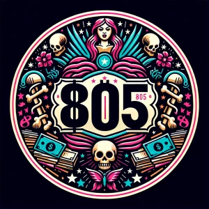 Create an image featuring the 805 Money Bones apparel . logo pro...