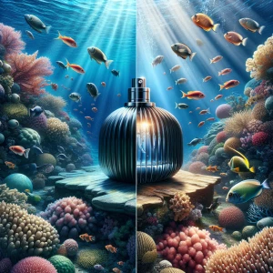 Create a design add for a high-end perfume bottle in which menti...