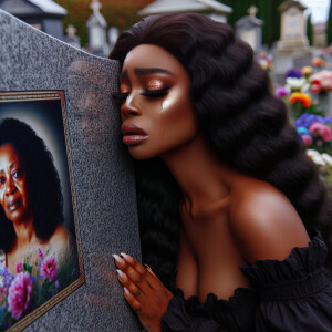 A beautiful light-skinned African-American woman with long wavy...