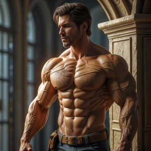 Julio que tiene un cuerpo musculoso y velludo además he show off...