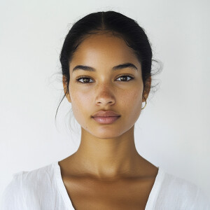 Portrait of a charming 23-year-old woman with Jamaican and Salva...
