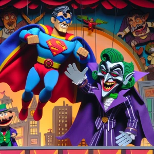 Superman, depicted in the characteristic puppet style of the Mup...