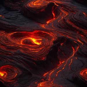 Imagine an extraterrestrial being emerging from a molten landsca...