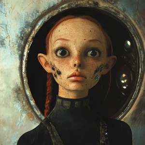 A girl alien in Ariel Perspective Art style