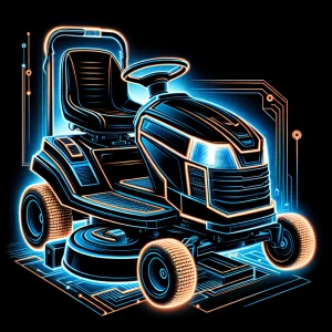 Riding lawnmower in the style of Tron