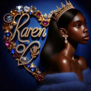 VCraft a 3-D image showcasing the name 'KAREN' in a luxurious go...