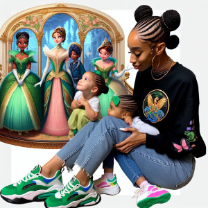 create a 3-year-old African American girl with cornrow braids wi...