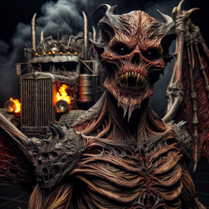 highly detailed macabre demonic character inspired by Jeepers cr...