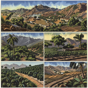 Make an image that has 5 fully horizontal panels, in the first p...