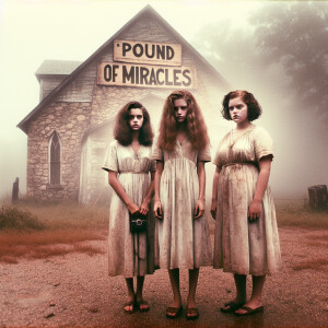 Create a color film photograph from 1962 of exactly three stunni...