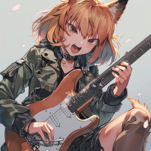 Create an intricate illustration of an anime girl exuding joy wh...