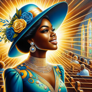 A spiritually enriching illustration portrays an African America...