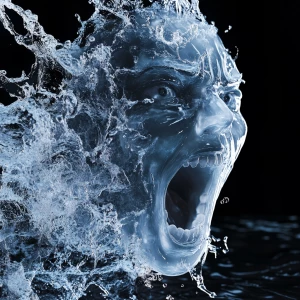 A Ghost made of Water, transparent body, clear cristal Water, sh...