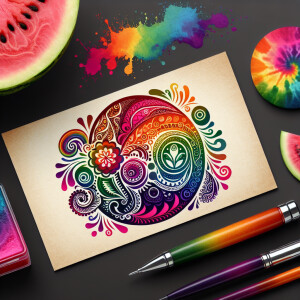 A colorful logo boho paisley tie die rainbow themed logo
I need...
