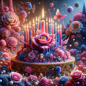 Craft a digital artwork that dramatically amplifies the colorful...