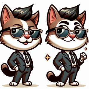 A cartoon of a male cat with sunglasses