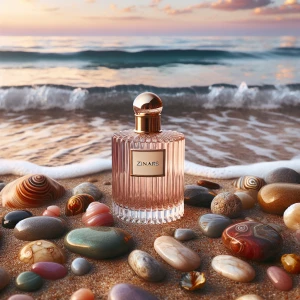 Create a video advertisement featuring the ZINARS perfume bottle...