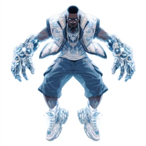 A frontal T pose full body concept illustration of A powerful bl...