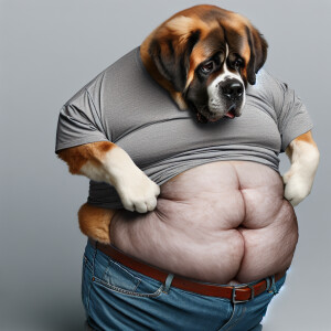 A cute St Bernard, round and looks very fat. St Bernard’s expres...
