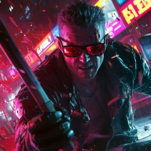 pale man with tired red eyes, slightly hunched, expressionless -...