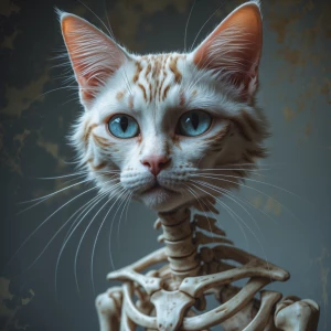 Hyperrealistic, zephyr, skeleton cat