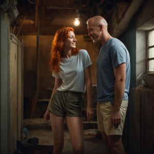 Photorealistic image. Beautiful ginger haired, pale skinned fema...