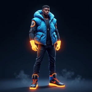 A T pose full body concept illustration of A powerful black Nige...