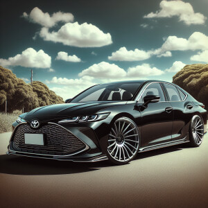 Нарисуй автомобиль Toyota mark X черного цвета на дисках work em...