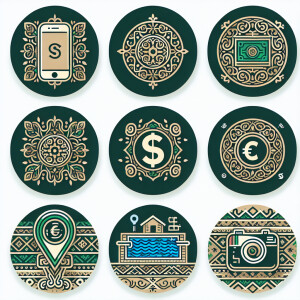 round covers for those highlights on Instagram. in green and bei...