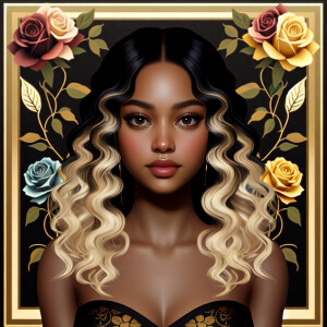 Create a vertical 3-D portrait of a light-skinned African-Americ...