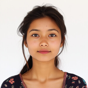 Portrait of a 21-year-old Nepali woman with a clear complexion a...