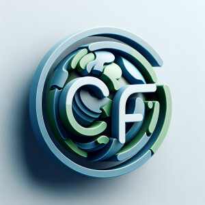Create a 3D logo with the initials CCF.
It should have a globe o...