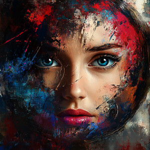 Bold and dynamic, in realistic digital art Abstract Expressionis...