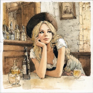 Brigitte bardot in a western movie, by milo manara