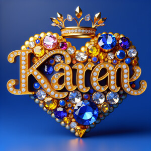 VCraft a 3-D image showcasing the name 'KAREN' in a luxurious go...