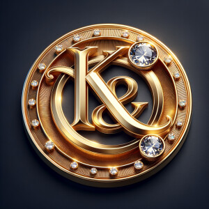 Create a 3-D realistic image of a gold circle and in the middle of the circle is the initials KS and add a couple diamonds to that