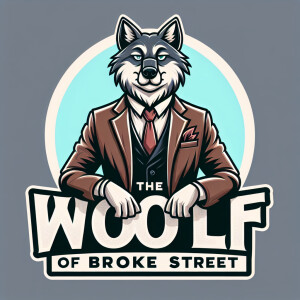 Generate a logo for a youtube channel called the wolf of broke s...